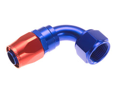 Redhorse Performance -8 AN 90 Degree Swivel-Seal Female Hose End - Red & Blue Finish